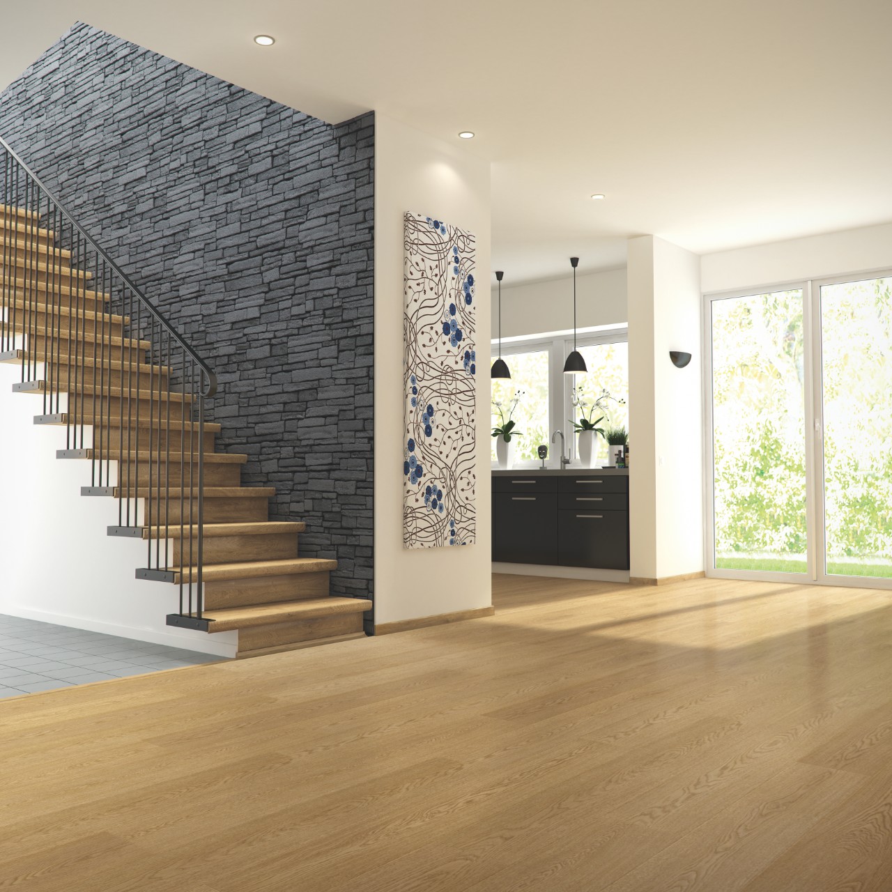 Ламинат Pergo Original Excellence Sensation Modern Plank 4V Дуб Стокгольм L1239-04295 фото в интерьере